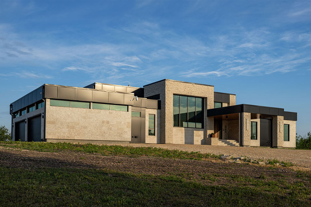 modern luxurious house exterior with double garage