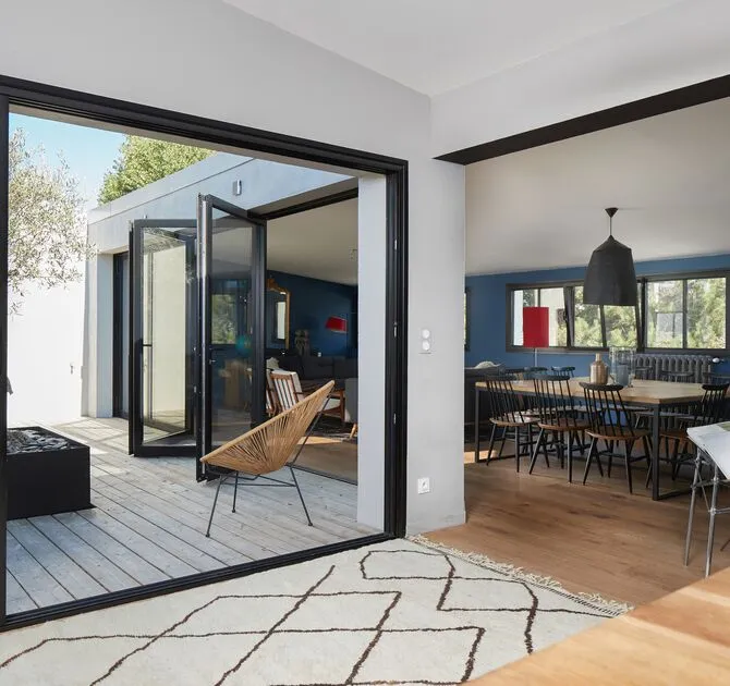 Sliding and folding ConceptPatio 68 doors in modern house